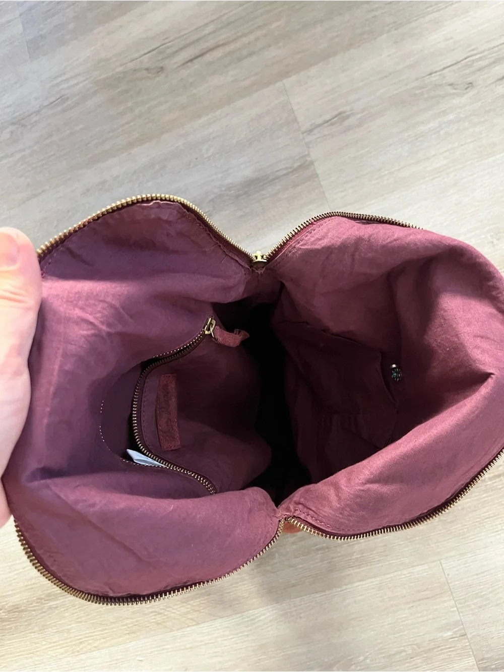 Free People Mahogany Suede Leather Backpack